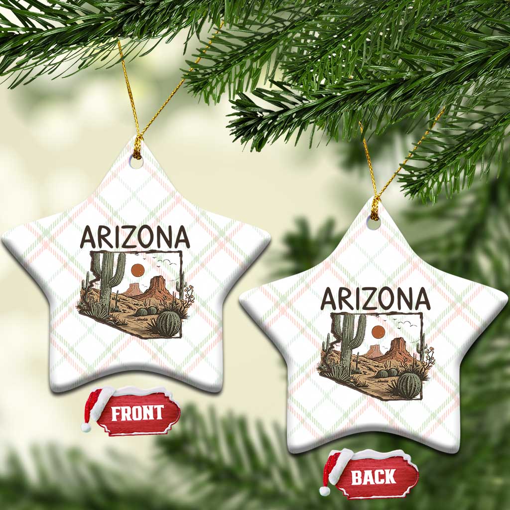 Arizona State Map Desert Landscape Cactus Southwest Ceramic Ornament