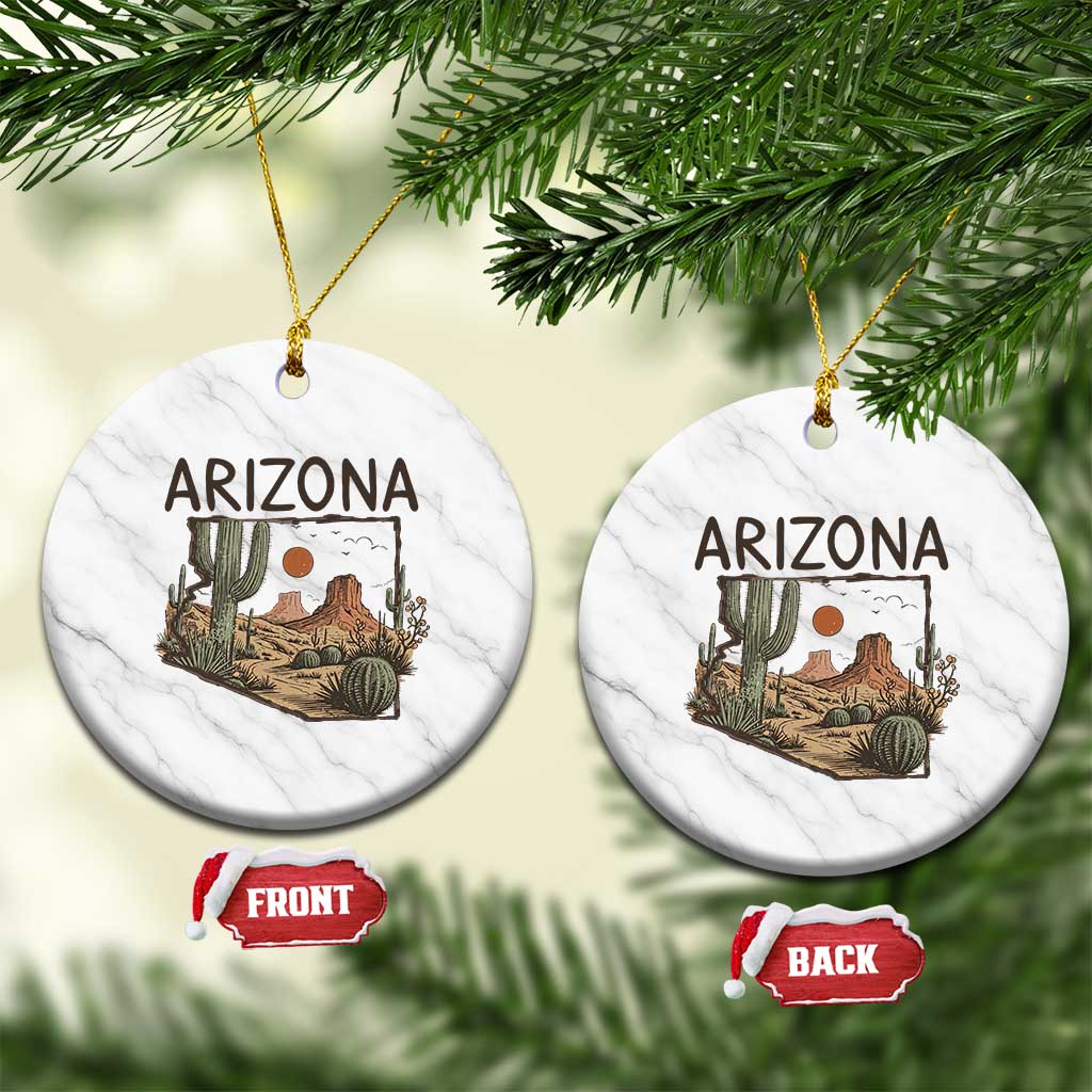 Arizona State Map Desert Landscape Cactus Southwest Ceramic Ornament TS14 1pc White Marble Print Your Wear