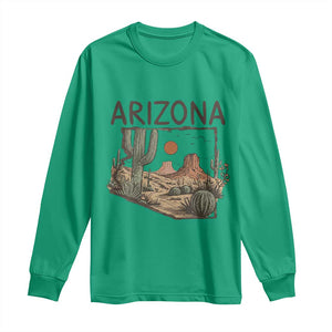 Arizona State Map Desert Landscape Cactus Southwest Long Sleeve Shirt