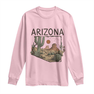 Arizona State Map Desert Landscape Cactus Southwest Long Sleeve Shirt