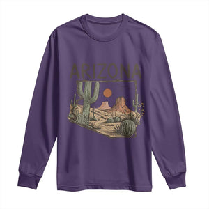Arizona State Map Desert Landscape Cactus Southwest Long Sleeve Shirt