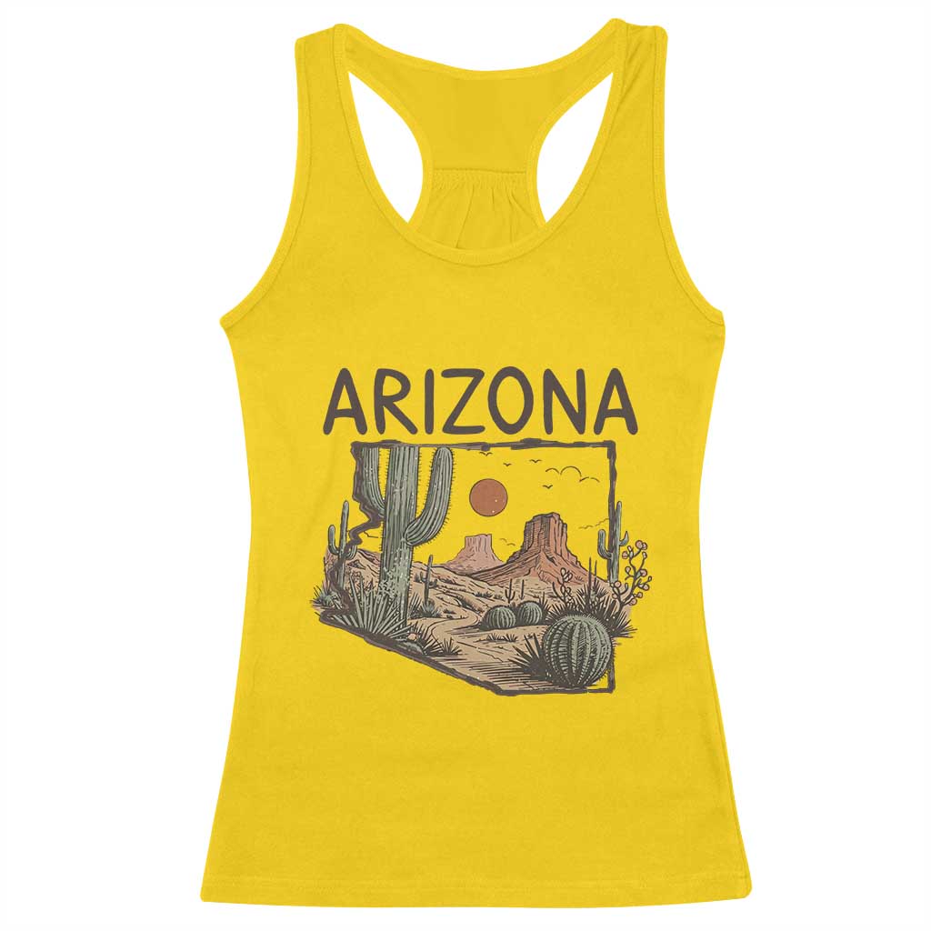 Arizona State Map Desert Landscape Cactus Southwest Racerback Tank Top