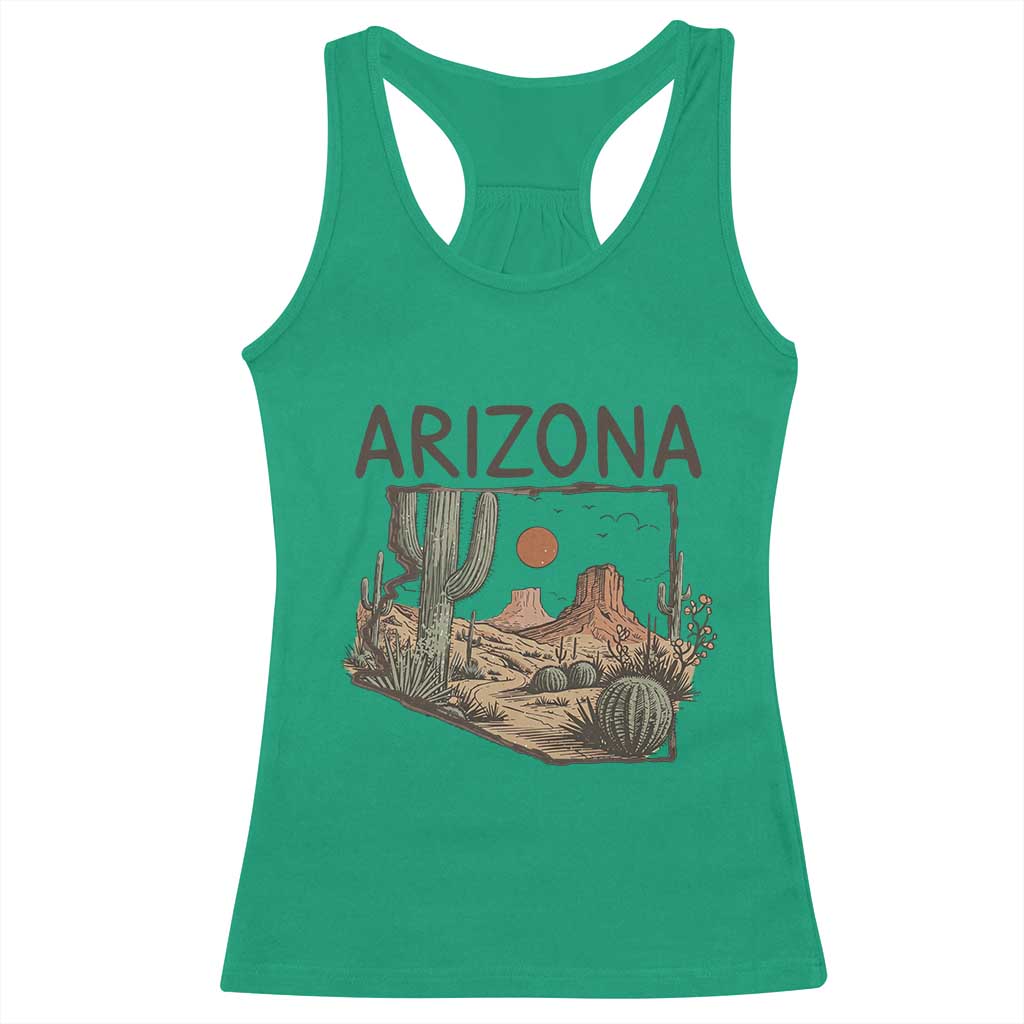 Arizona State Map Desert Landscape Cactus Southwest Racerback Tank Top