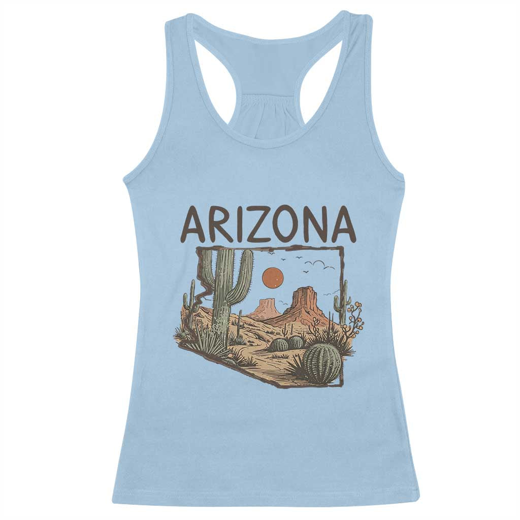 Arizona State Map Desert Landscape Cactus Southwest Racerback Tank Top