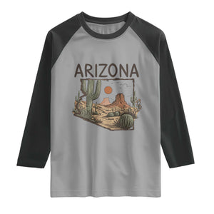 Arizona State Map Desert Landscape Cactus Southwest Raglan Shirt