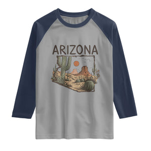 Arizona State Map Desert Landscape Cactus Southwest Raglan Shirt