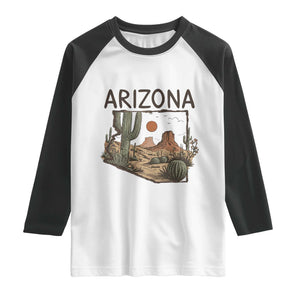 Arizona State Map Desert Landscape Cactus Southwest Raglan Shirt
