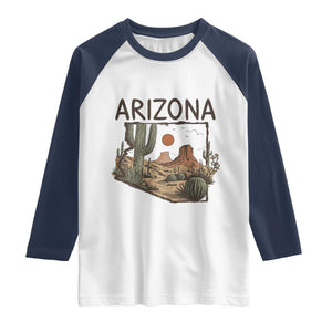 Arizona State Map Desert Landscape Cactus Southwest Raglan Shirt