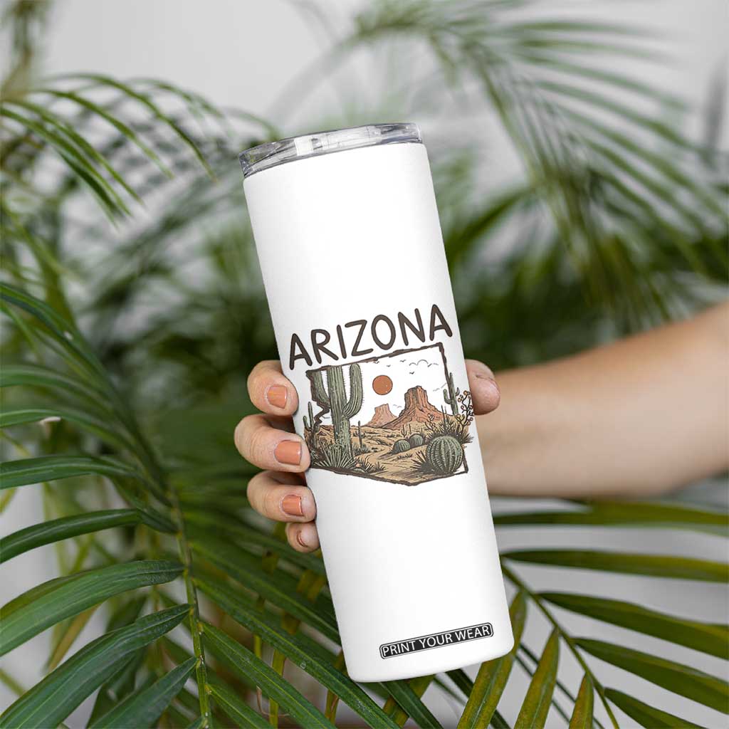 Arizona State Map Desert Landscape Cactus Southwest Skinny Tumbler