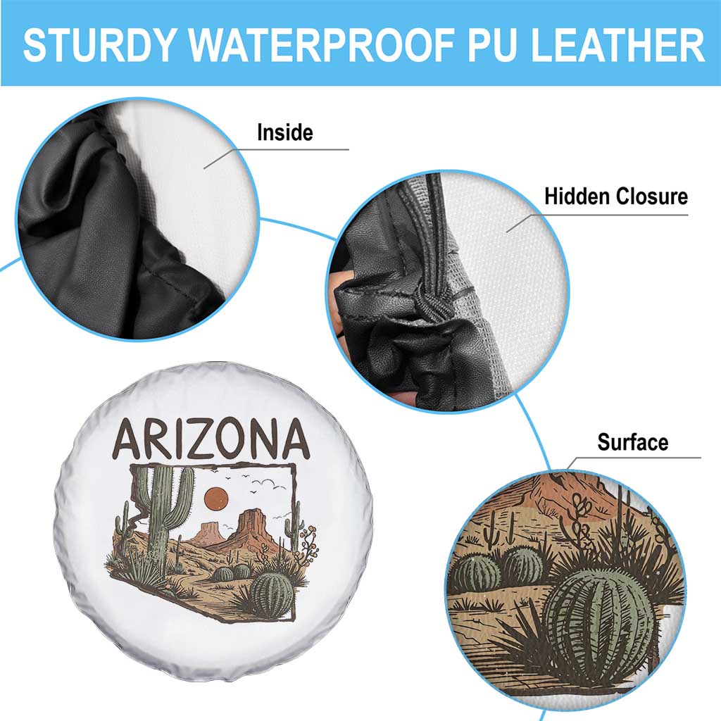 Arizona State Map Desert Landscape Cactus Southwest Spare Tire Cover TS14 Print Your Wear
