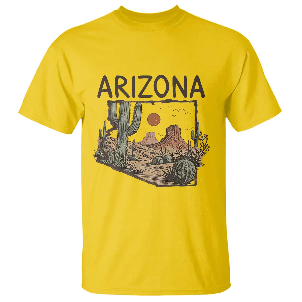 Arizona State Map Desert Landscape Cactus Southwest T Shirt