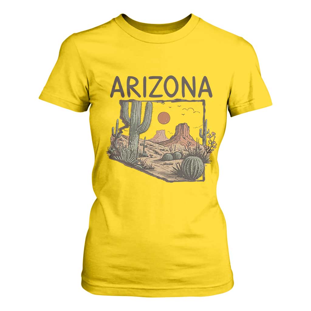 Arizona State Map Desert Landscape Cactus Southwest T Shirt For Women