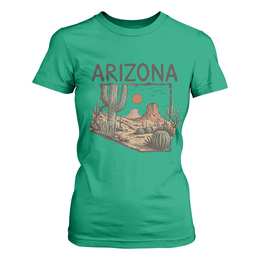 Arizona State Map Desert Landscape Cactus Southwest T Shirt For Women