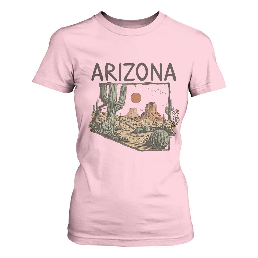 Arizona State Map Desert Landscape Cactus Southwest T Shirt For Women