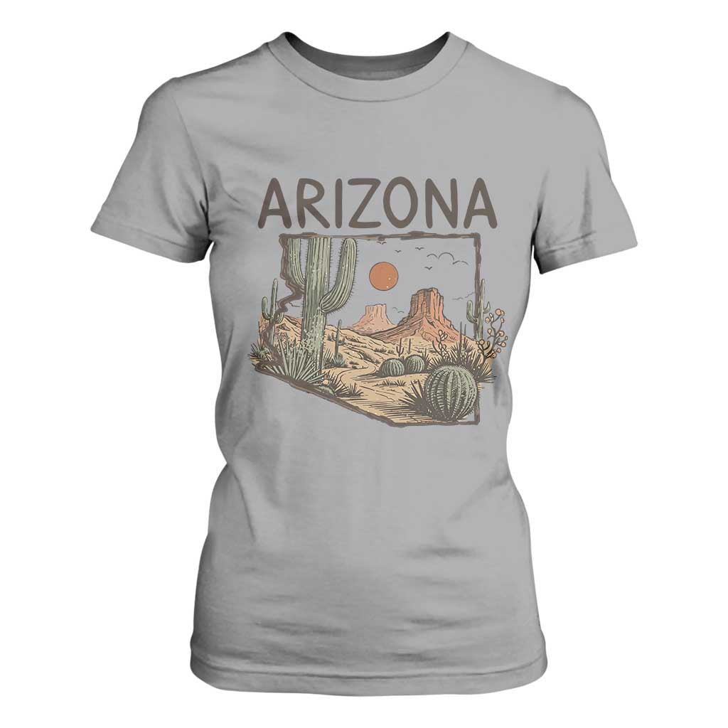Arizona State Map Desert Landscape Cactus Southwest T Shirt For Women