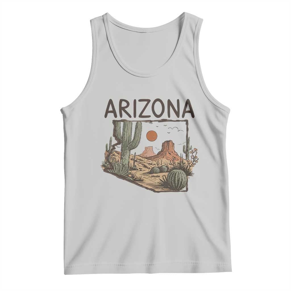 Arizona State Map Desert Landscape Cactus Southwest Tank Top