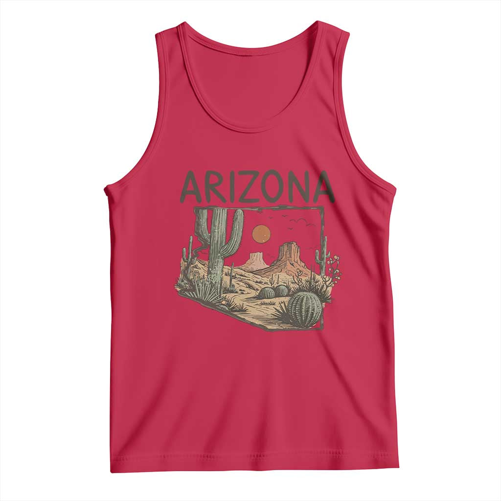 Arizona State Map Desert Landscape Cactus Southwest Tank Top