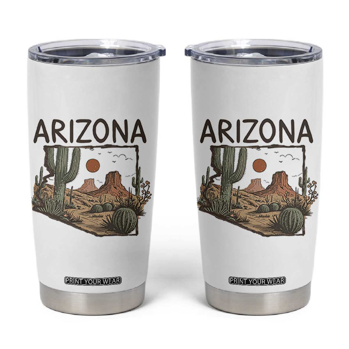 Arizona State Map Desert Landscape Cactus Southwest Tumbler Cup