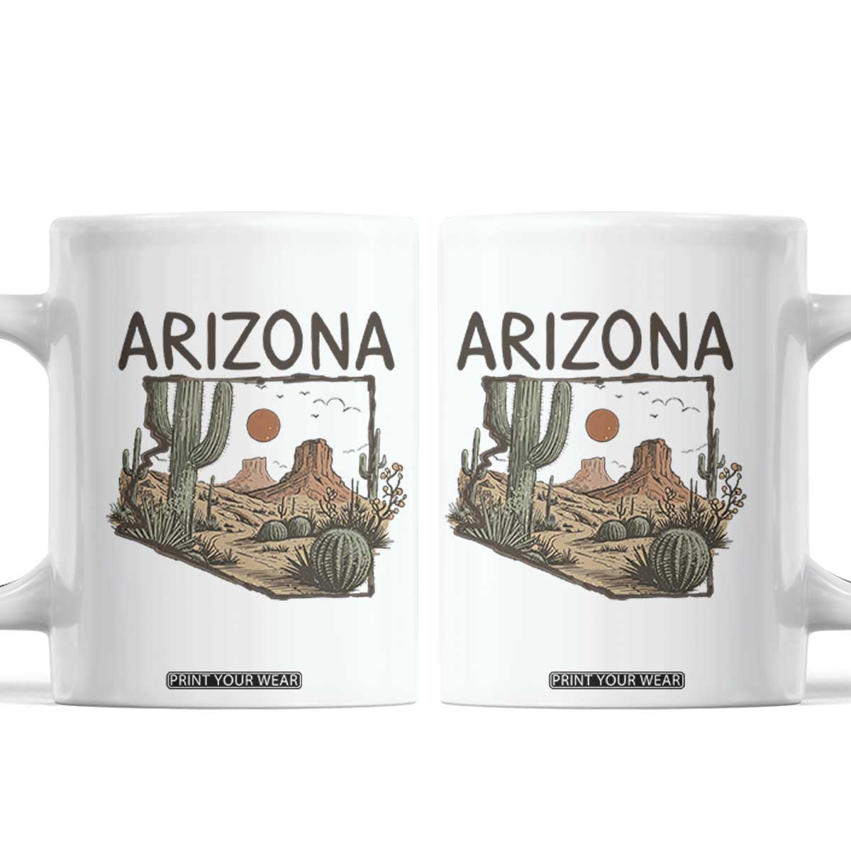 Arizona State Map Desert Landscape Cactus Southwest Coffee Mug