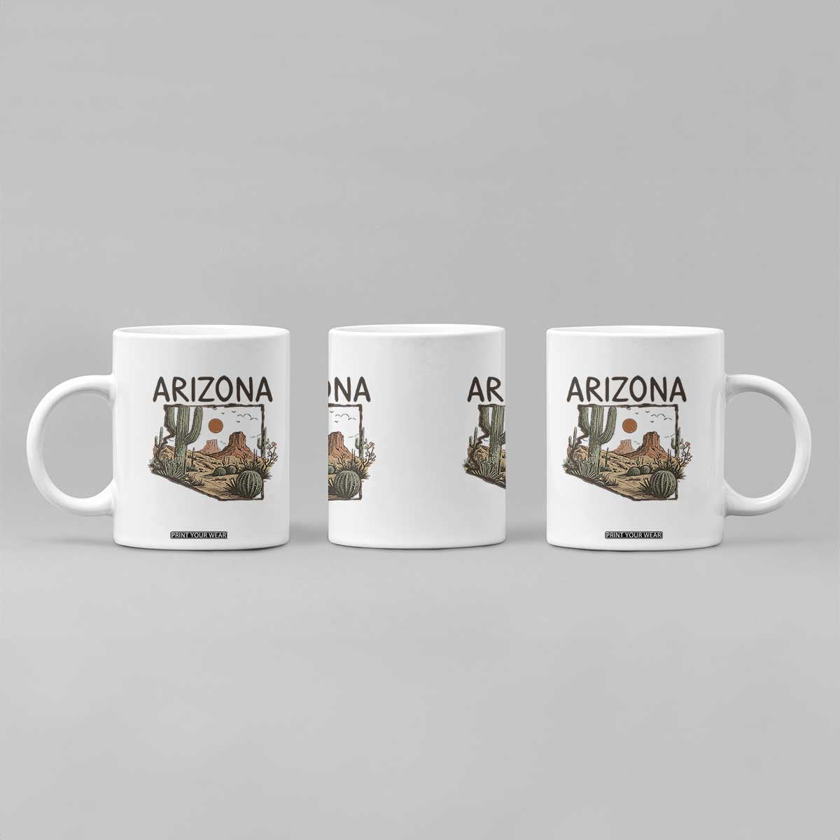 Arizona State Map Desert Landscape Cactus Southwest Coffee Mug
