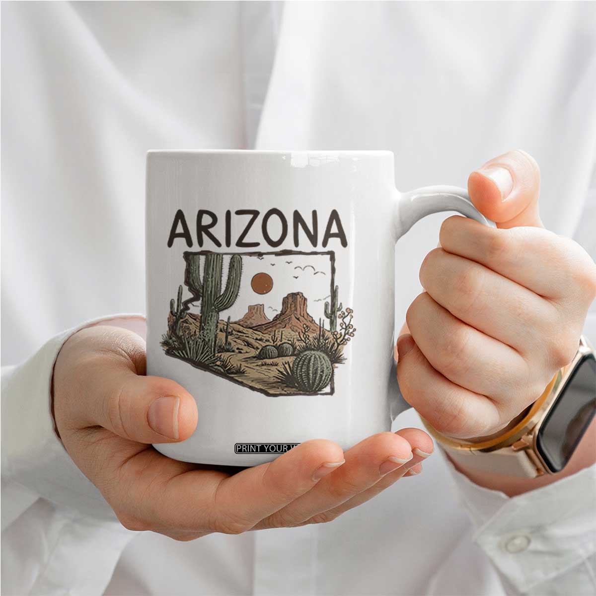 Arizona State Map Desert Landscape Cactus Southwest Coffee Mug