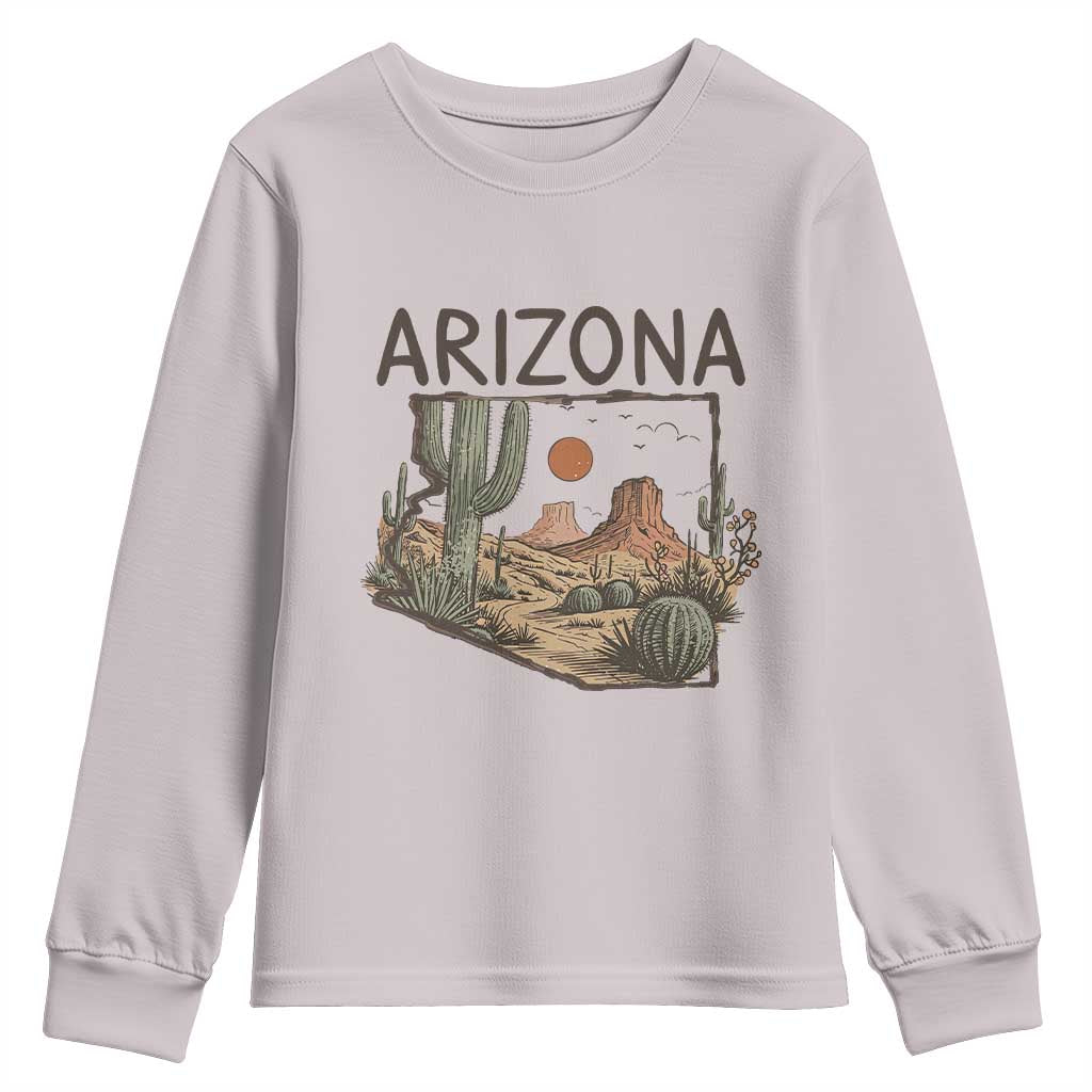 Arizona State Map Desert Landscape Cactus Southwest Youth Sweatshirt