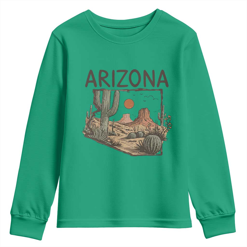 Arizona State Map Desert Landscape Cactus Southwest Youth Sweatshirt