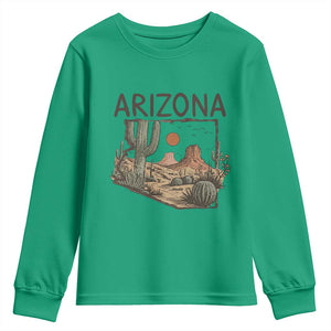 Arizona State Map Desert Landscape Cactus Southwest Youth Sweatshirt