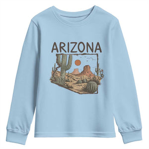 Arizona State Map Desert Landscape Cactus Southwest Youth Sweatshirt