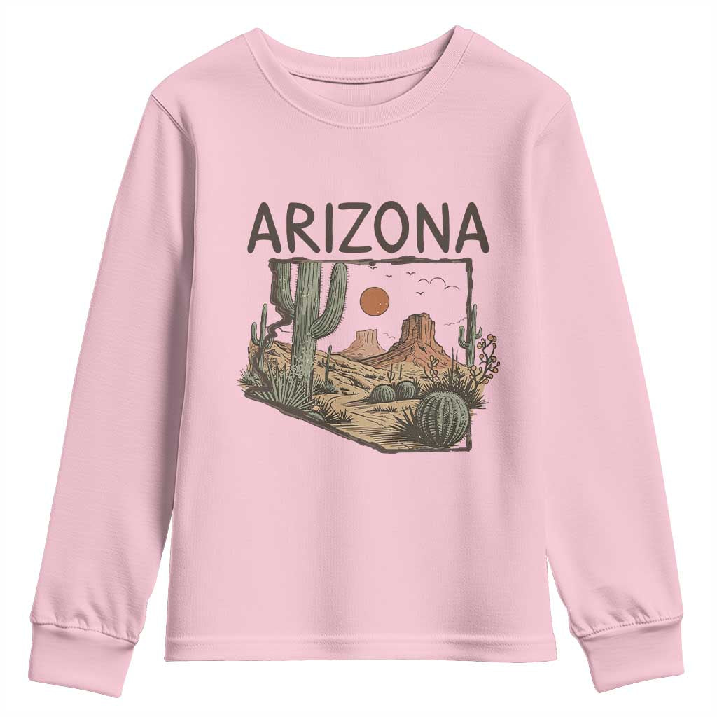 Arizona State Map Desert Landscape Cactus Southwest Youth Sweatshirt