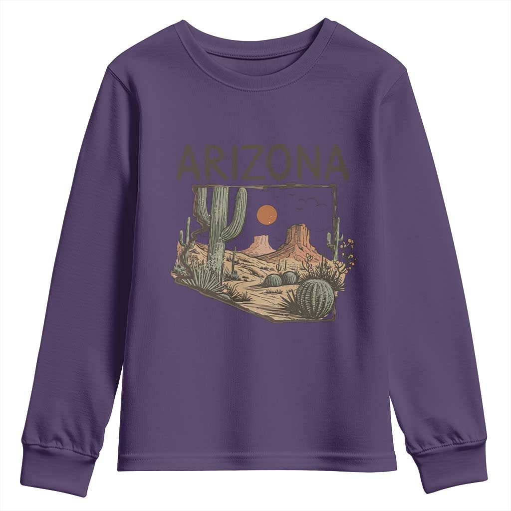 Arizona State Map Desert Landscape Cactus Southwest Youth Sweatshirt