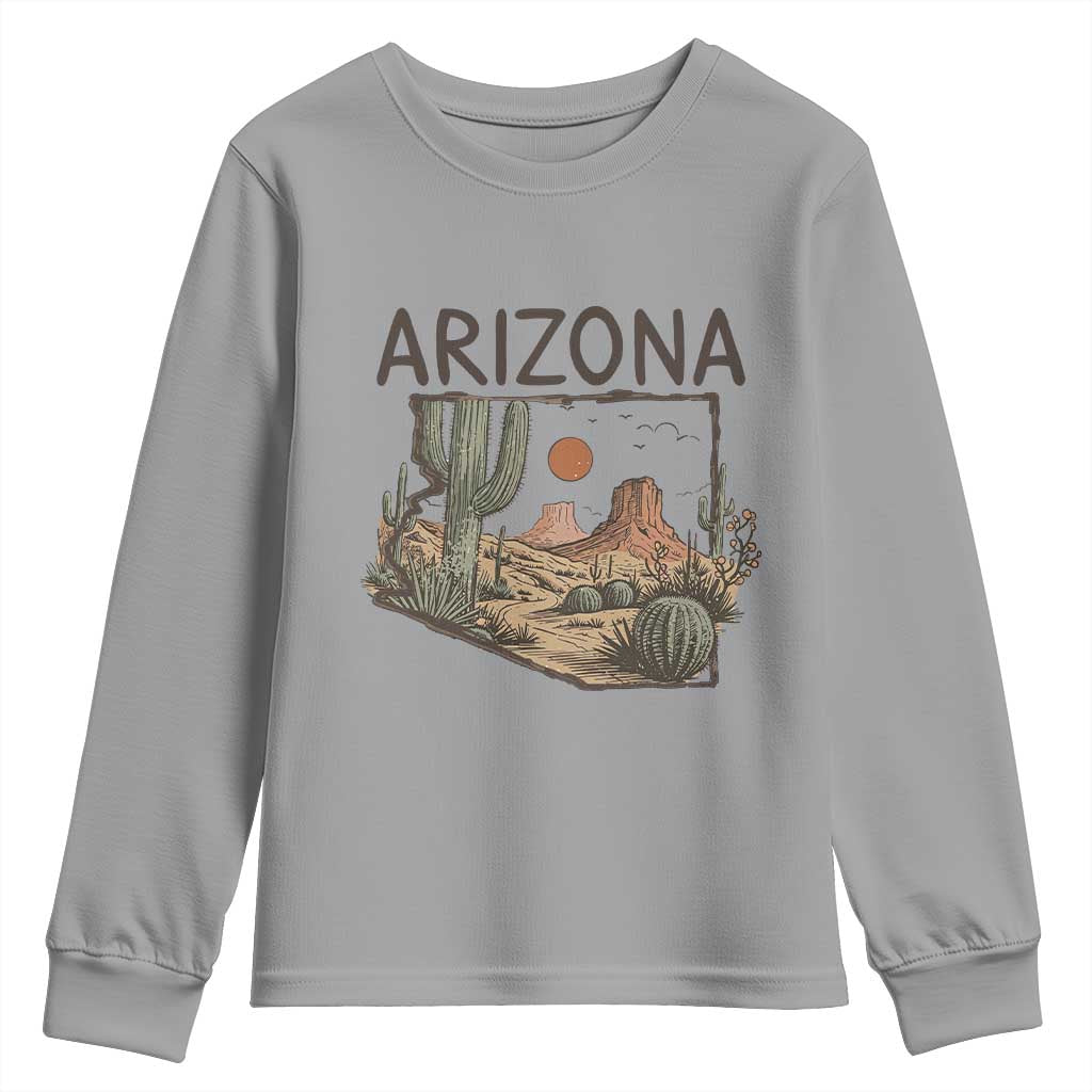 Arizona State Map Desert Landscape Cactus Southwest Youth Sweatshirt