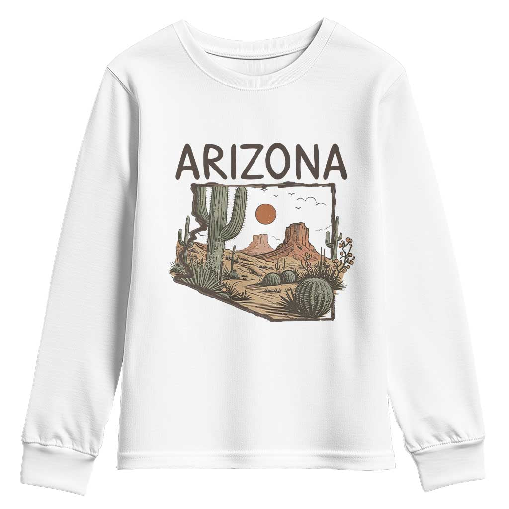 Arizona State Map Desert Landscape Cactus Southwest Youth Sweatshirt