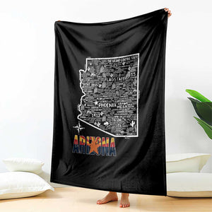 Arizona Map Phoenix Sedona Tucson Southwest Travel Throw Blanket