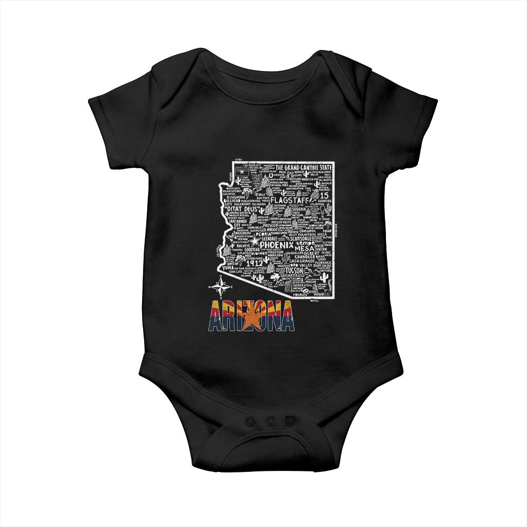 Arizona Map Phoenix Sedona Tucson Southwest Travel Baby Onesie