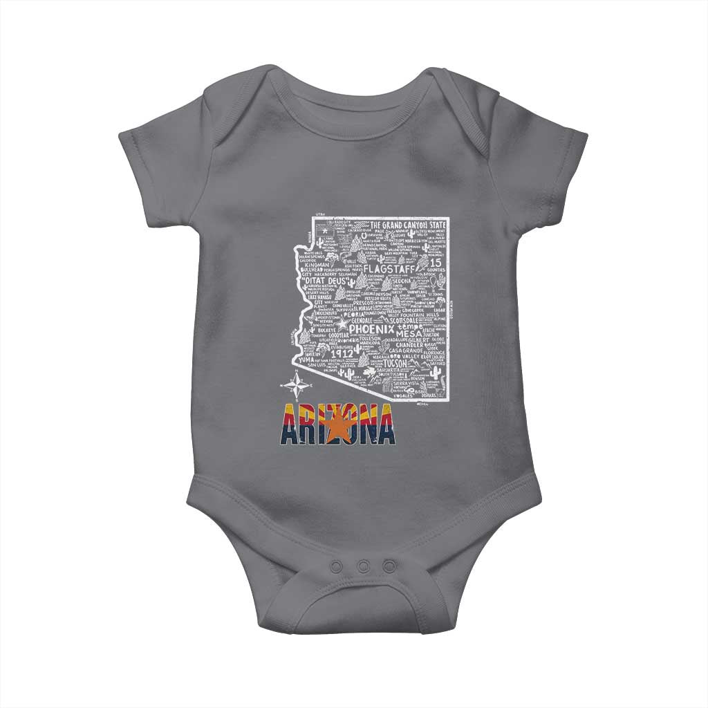 Arizona Map Phoenix Sedona Tucson Southwest Travel Baby Onesie