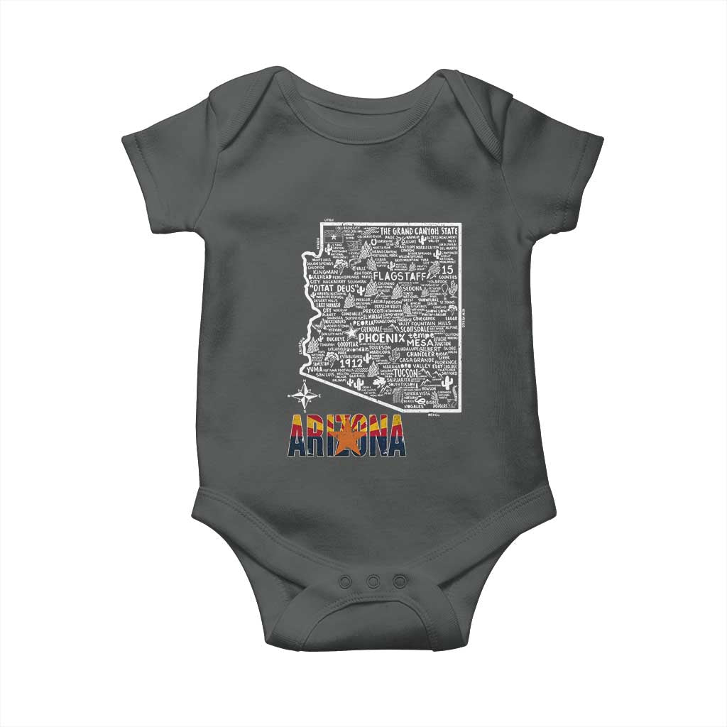 Arizona Map Phoenix Sedona Tucson Southwest Travel Baby Onesie