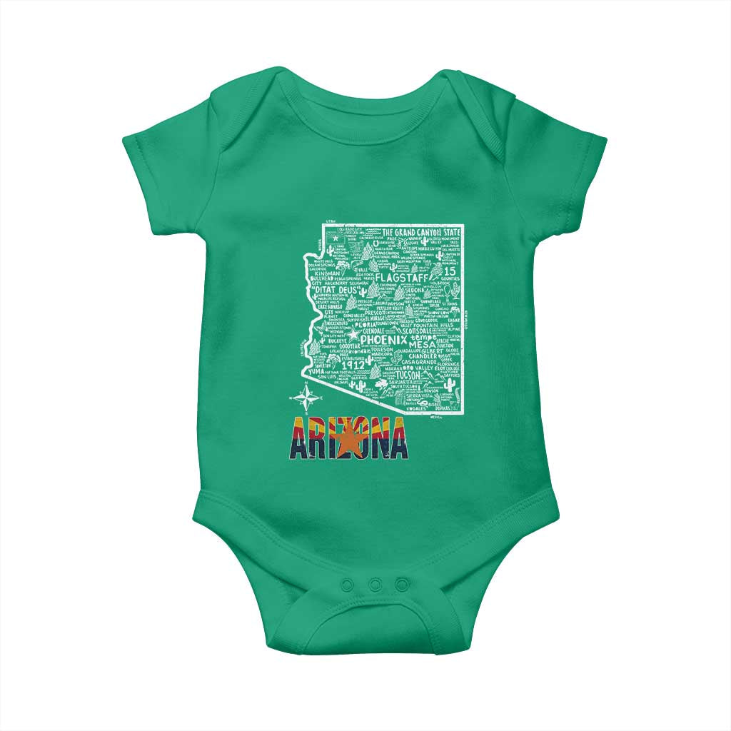 Arizona Map Phoenix Sedona Tucson Southwest Travel Baby Onesie