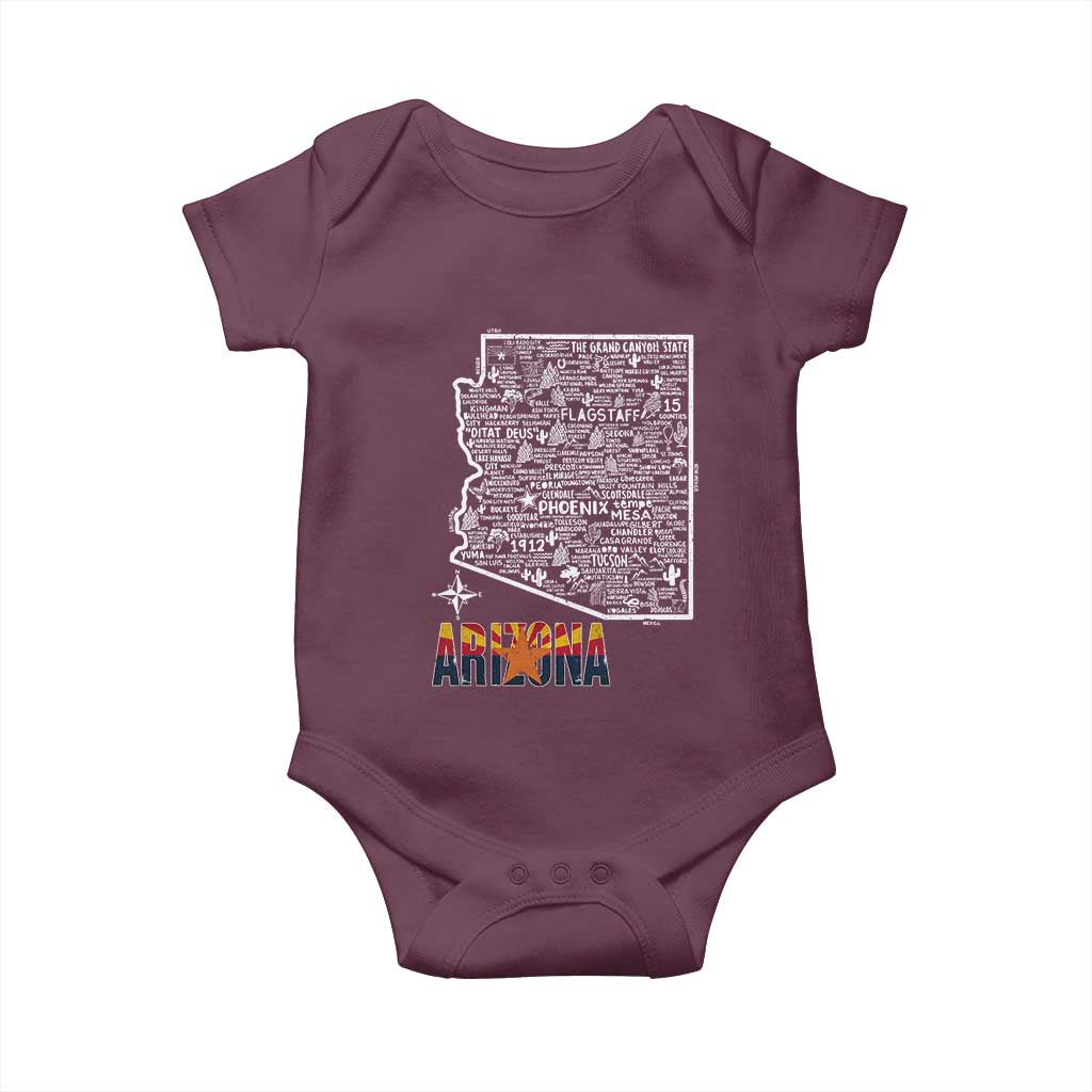 Arizona Map Phoenix Sedona Tucson Southwest Travel Baby Onesie