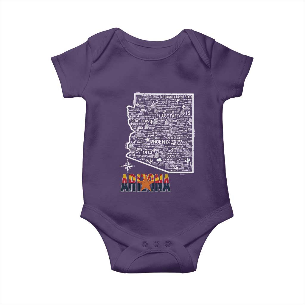 Arizona Map Phoenix Sedona Tucson Southwest Travel Baby Onesie