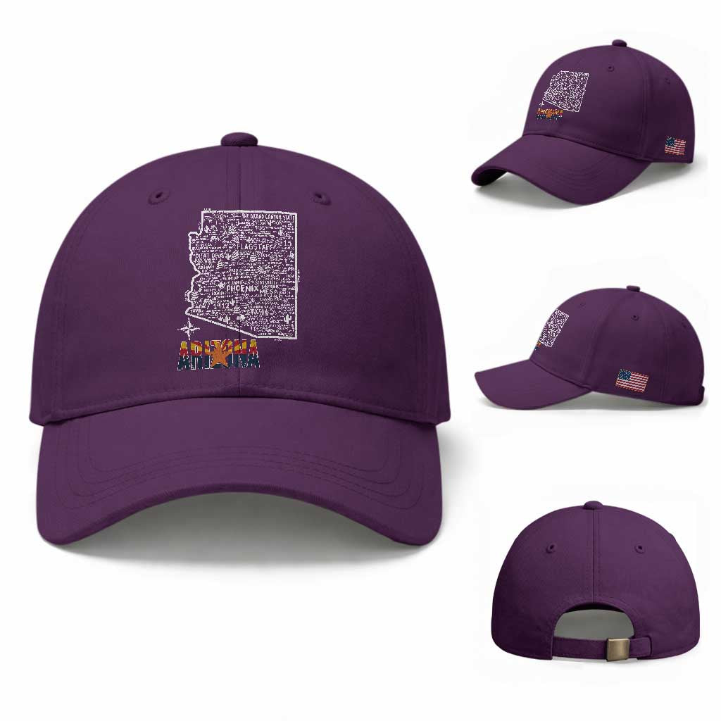 Arizona Map Phoenix Sedona Tucson Southwest Travel Baseball Cap