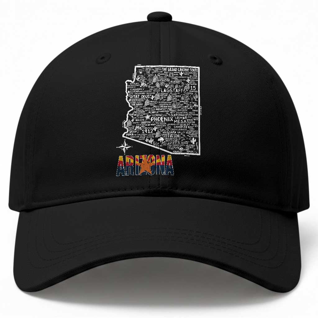 Arizona Map Phoenix Sedona Tucson Southwest Travel Baseball Cap TS14 Print Your Wear