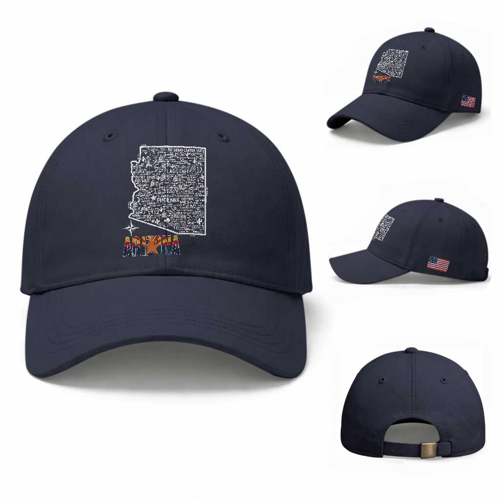 Arizona Map Phoenix Sedona Tucson Southwest Travel Baseball Cap