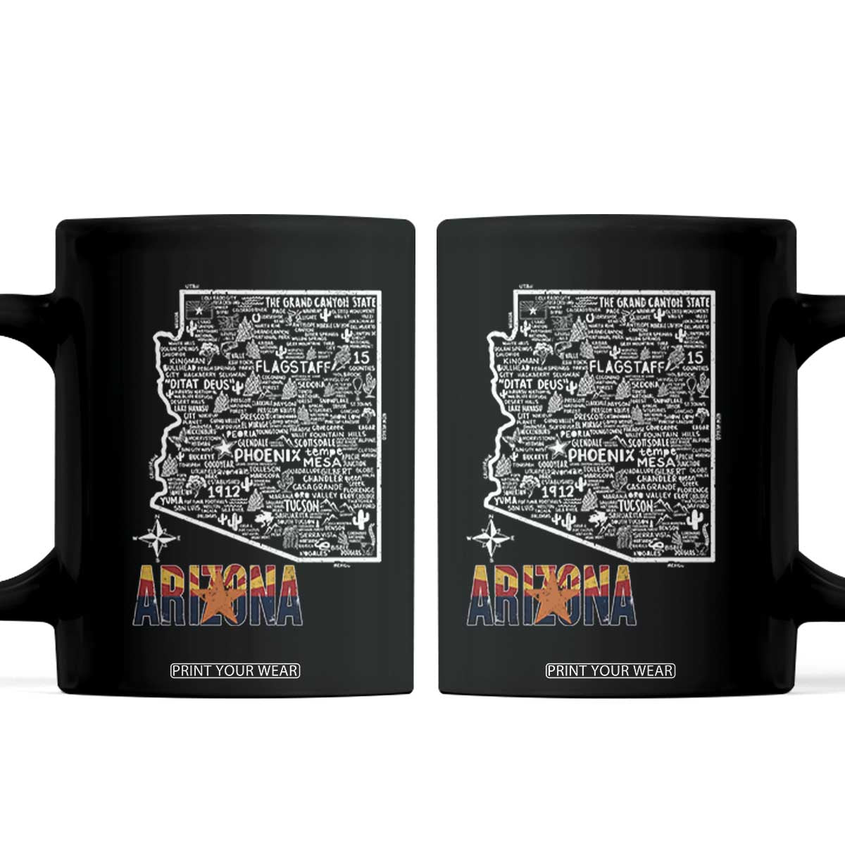 Arizona Map Phoenix Sedona Tucson Southwest Travel Coffee Mug
