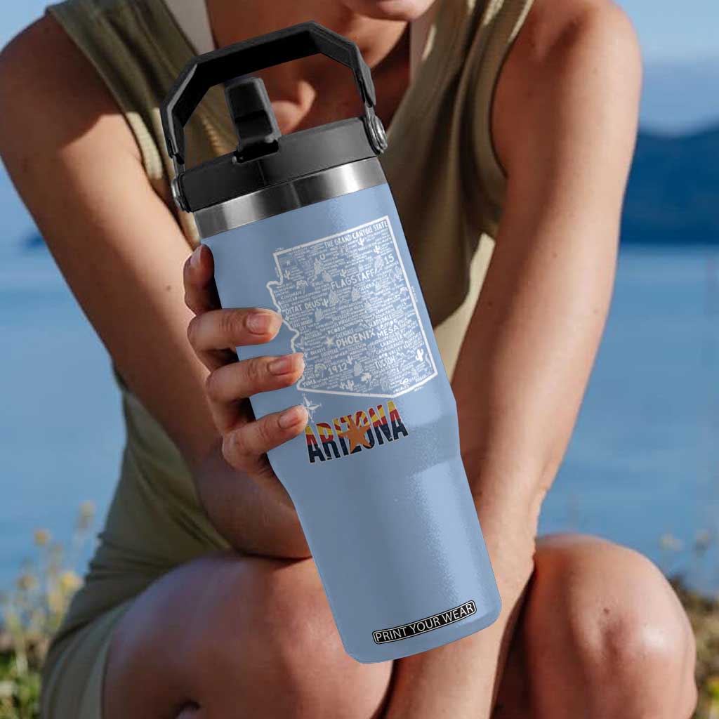 Arizona Map Phoenix Sedona Tucson Southwest Travel Flip Straw Tumbler