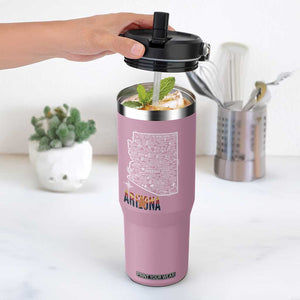 Arizona Map Phoenix Sedona Tucson Southwest Travel Flip Straw Tumbler
