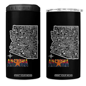 Arizona Map Phoenix Sedona Tucson Southwest Travel 4 in 1 Can Cooler Tumbler