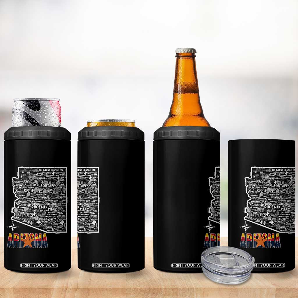 Arizona Map Phoenix Sedona Tucson Southwest Travel 4 in 1 Can Cooler Tumbler