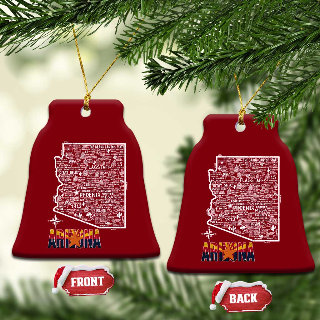 Arizona Map Phoenix Sedona Tucson Southwest Travel Ceramic Ornament