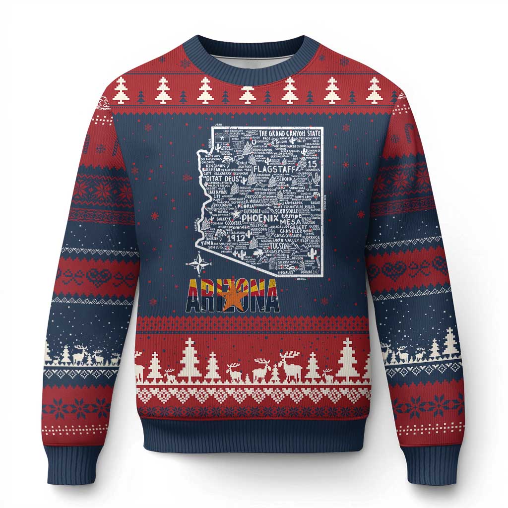 Arizona Map Phoenix Sedona Tucson Southwest Travel Ugly Christmas Sweater